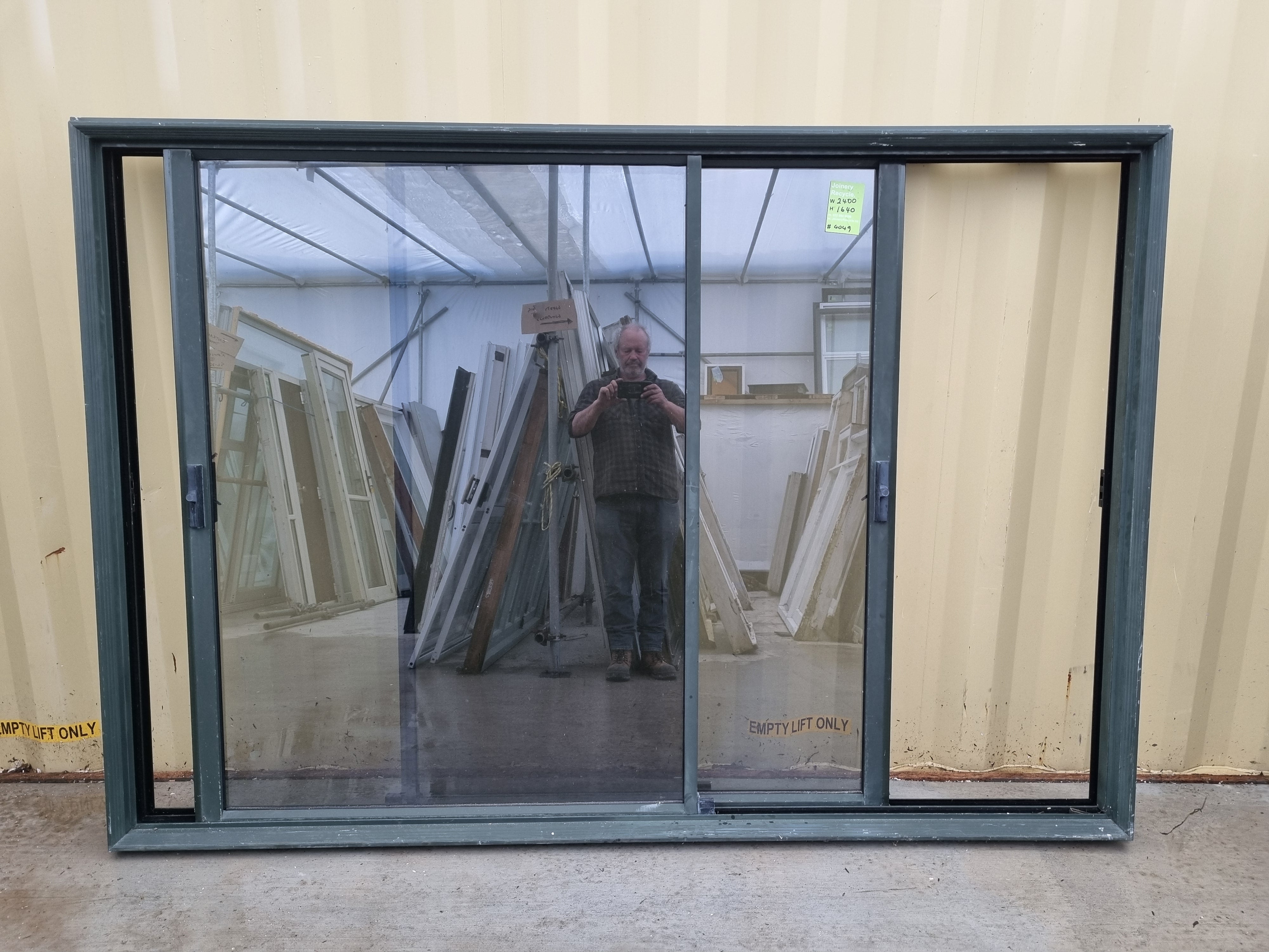 Sliding Aluminium Window Karaka Green  2400 W  x  1640 H [#4049] Joinery Recycle