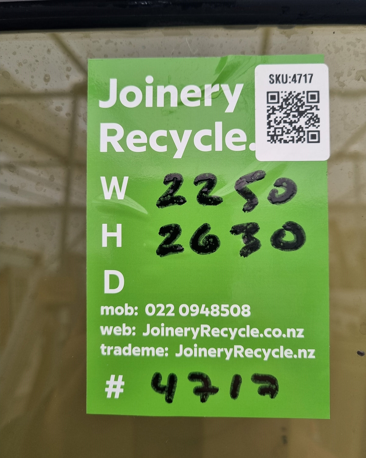 RANCH SLIDER white 2250 W x 2630 H [#4717 SF] Joinery Recycle