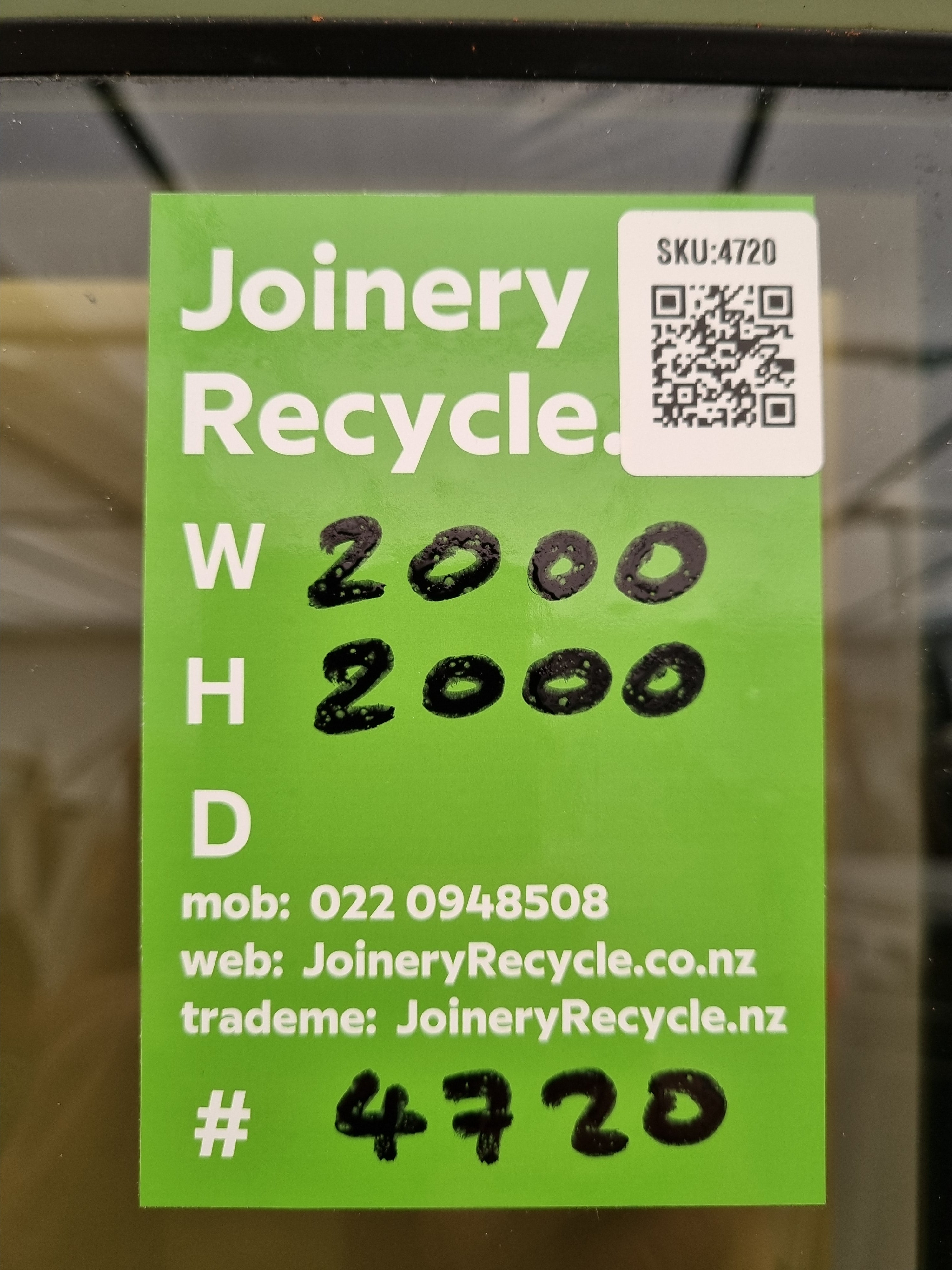 Ranch Slider Green 2000  W x  2000 H [#4720 SF] Joinery Recycle