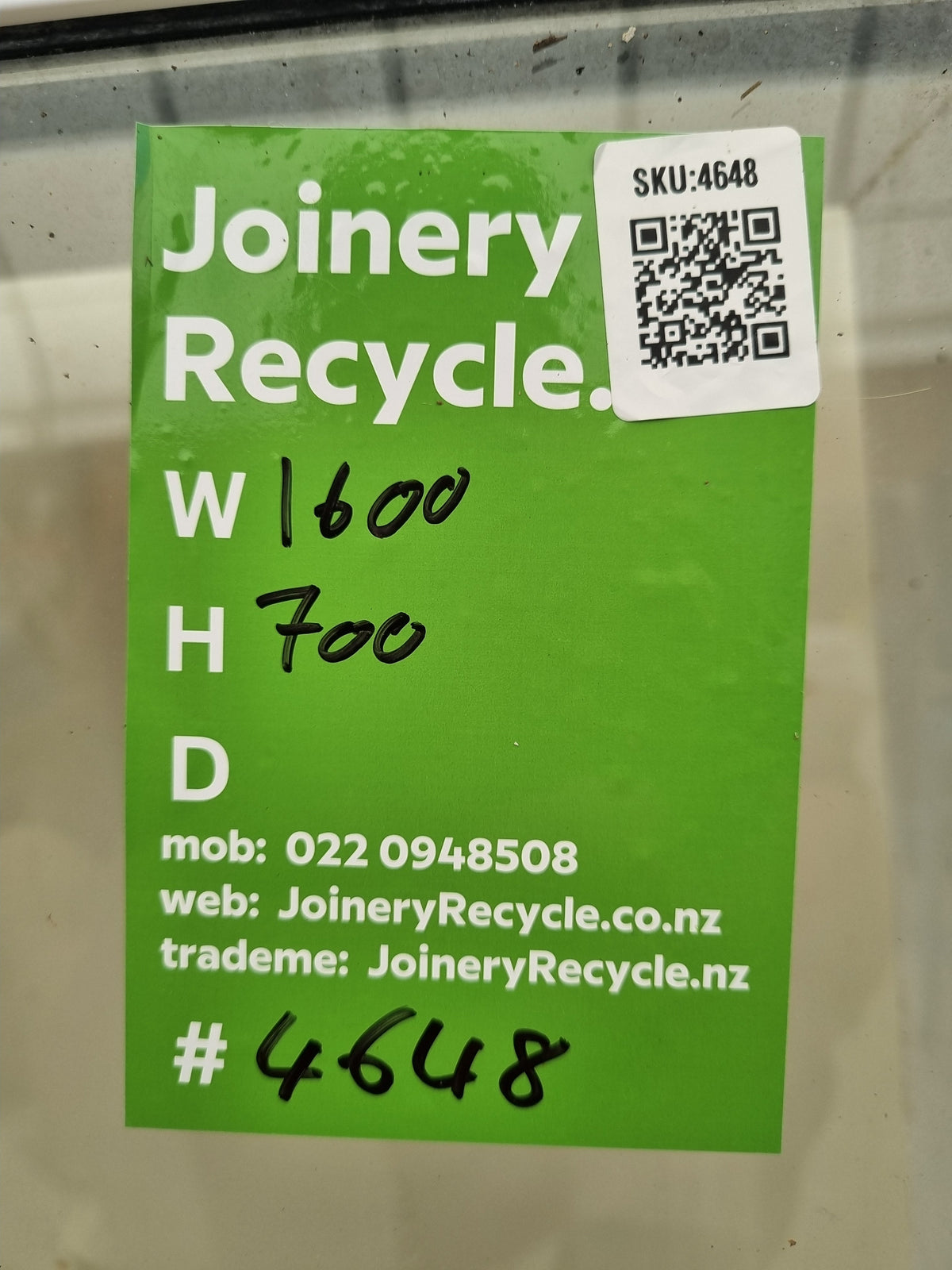 Sliding Aluminium Window White   1600 W  x  700 H  [#4648] Joinery Recycle