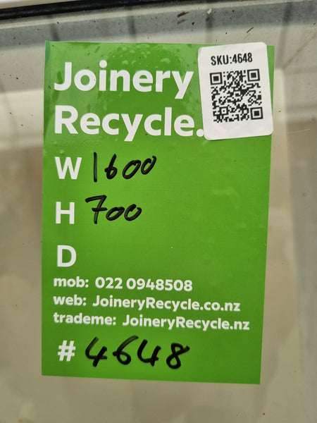 Sliding Aluminium Window White   1600 W  x  700 H  [#4648] Joinery Recycle