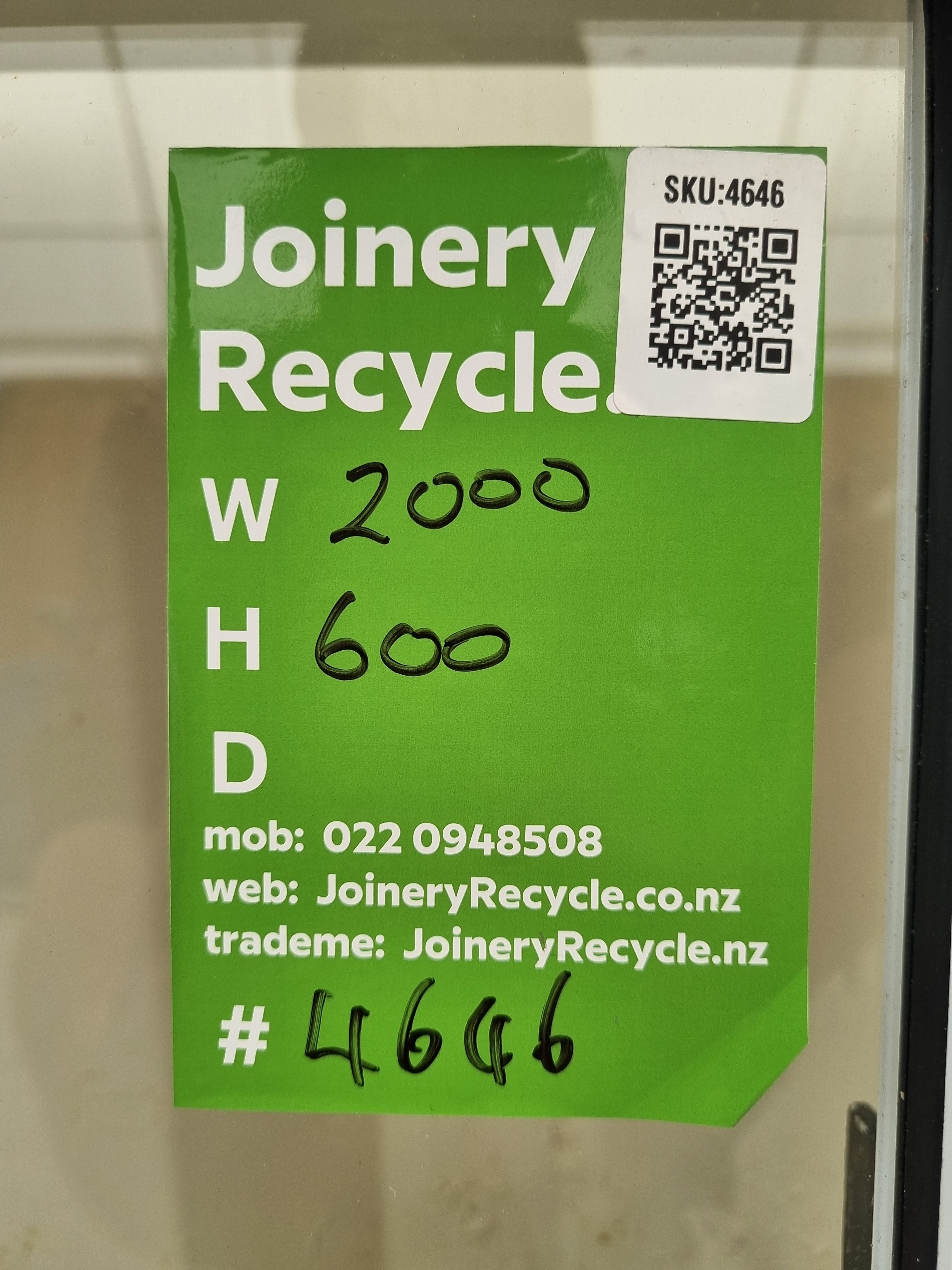 Sliding Aluminium Window White   2000 W  x  600 H  [#4646] Joinery Recycle