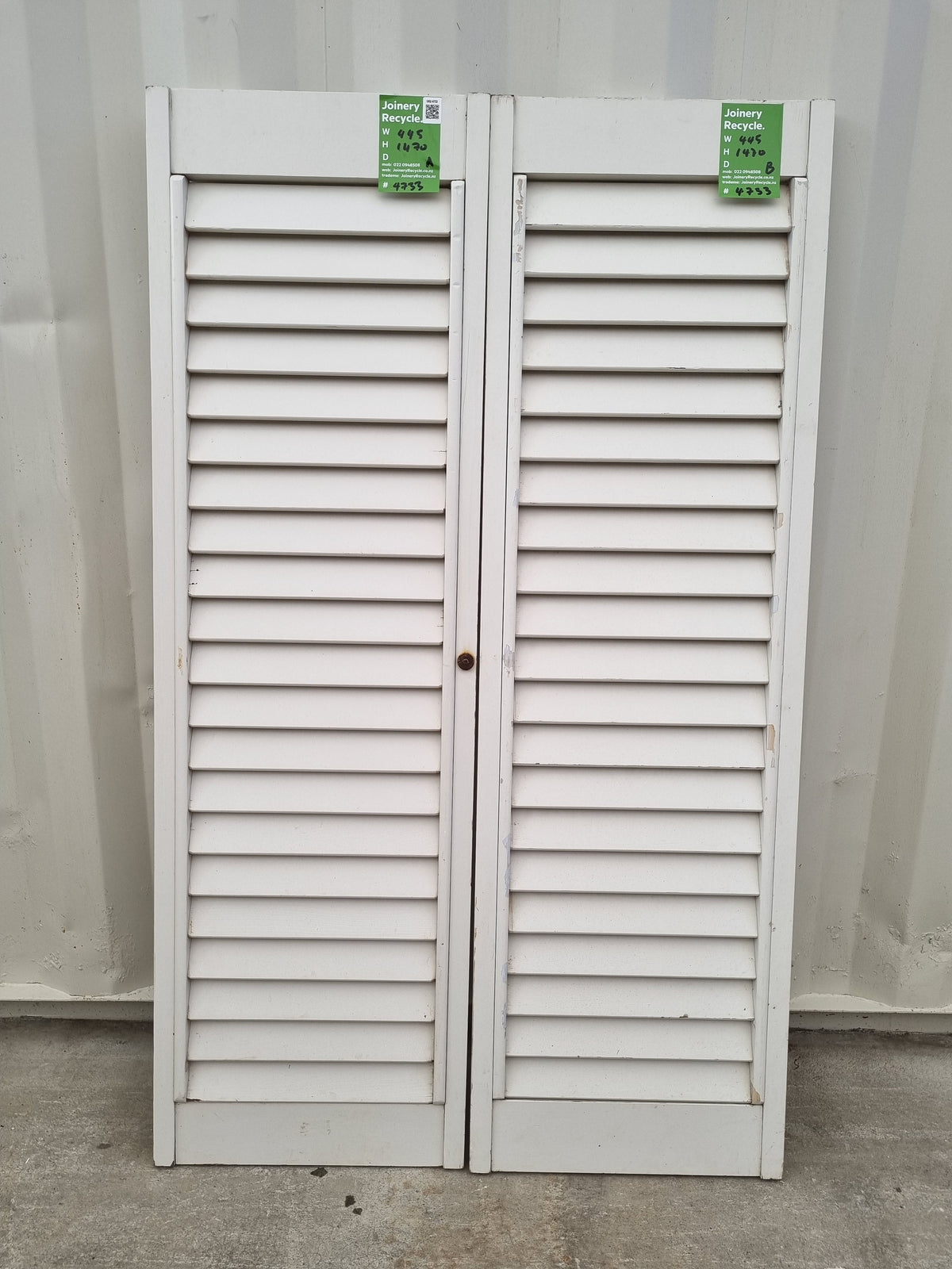 Interior Wooden Shutters  890 W x 1470 H  [#4733] Joinery Recycle