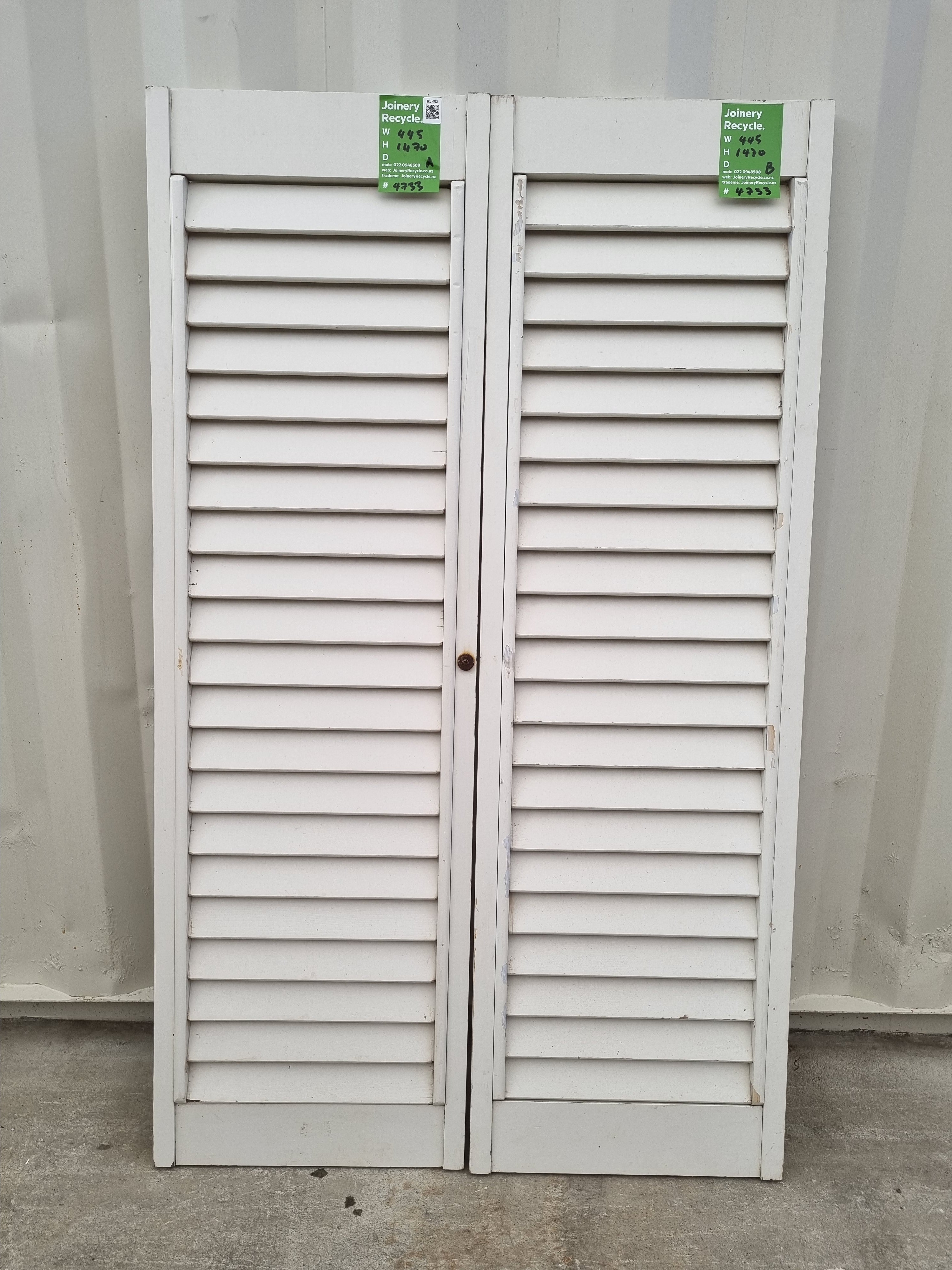 Interior Wooden Shutters  890 W x 1470 H  [#4733] Joinery Recycle