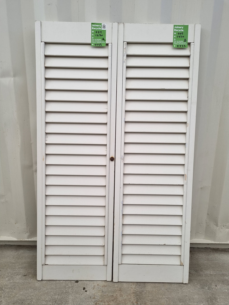 Interior Wooden Shutters  890 W x 1470 H  [#4733] Joinery Recycle