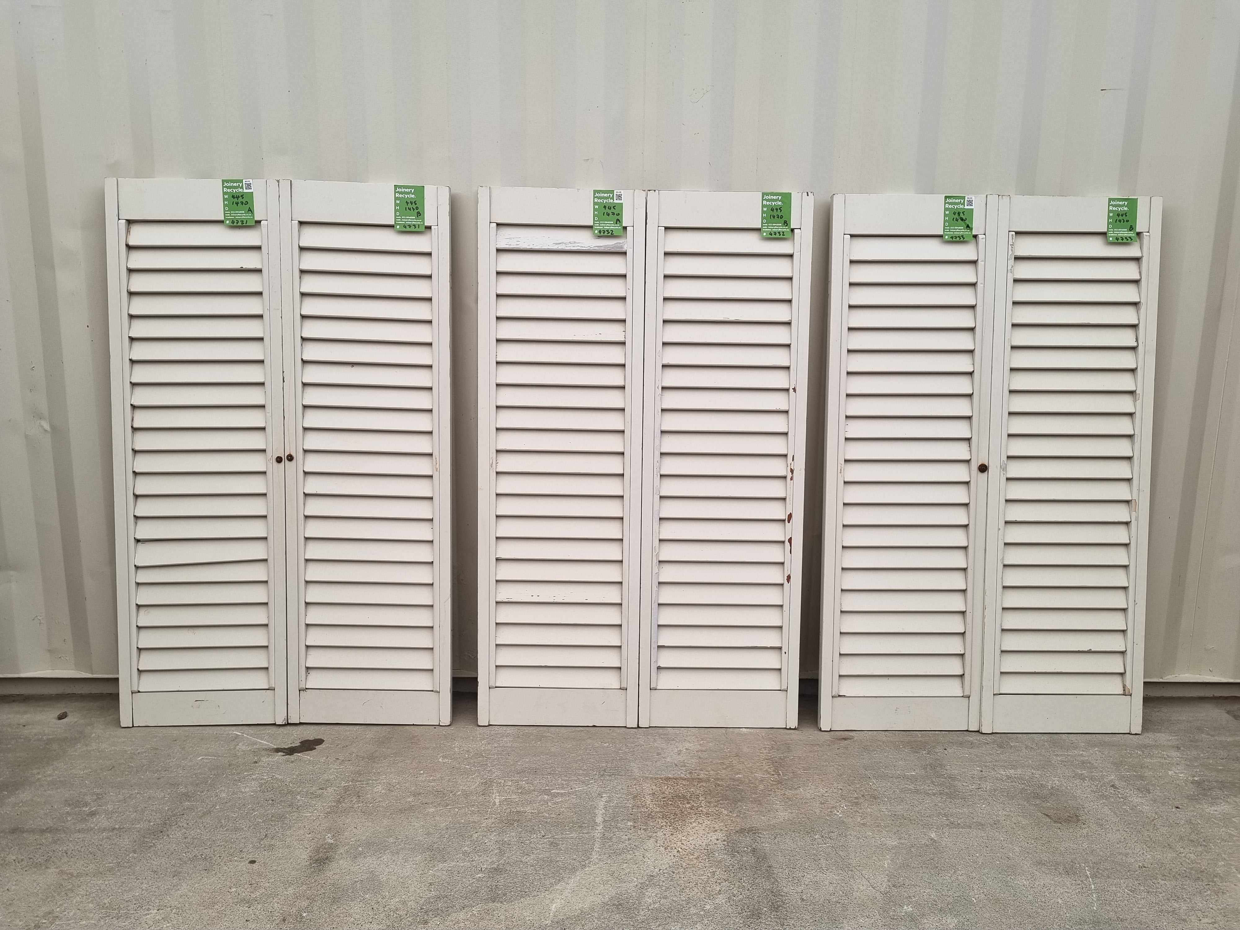 Interior Wooden Shutters  890 W x 1470 H  [#4733] Joinery Recycle