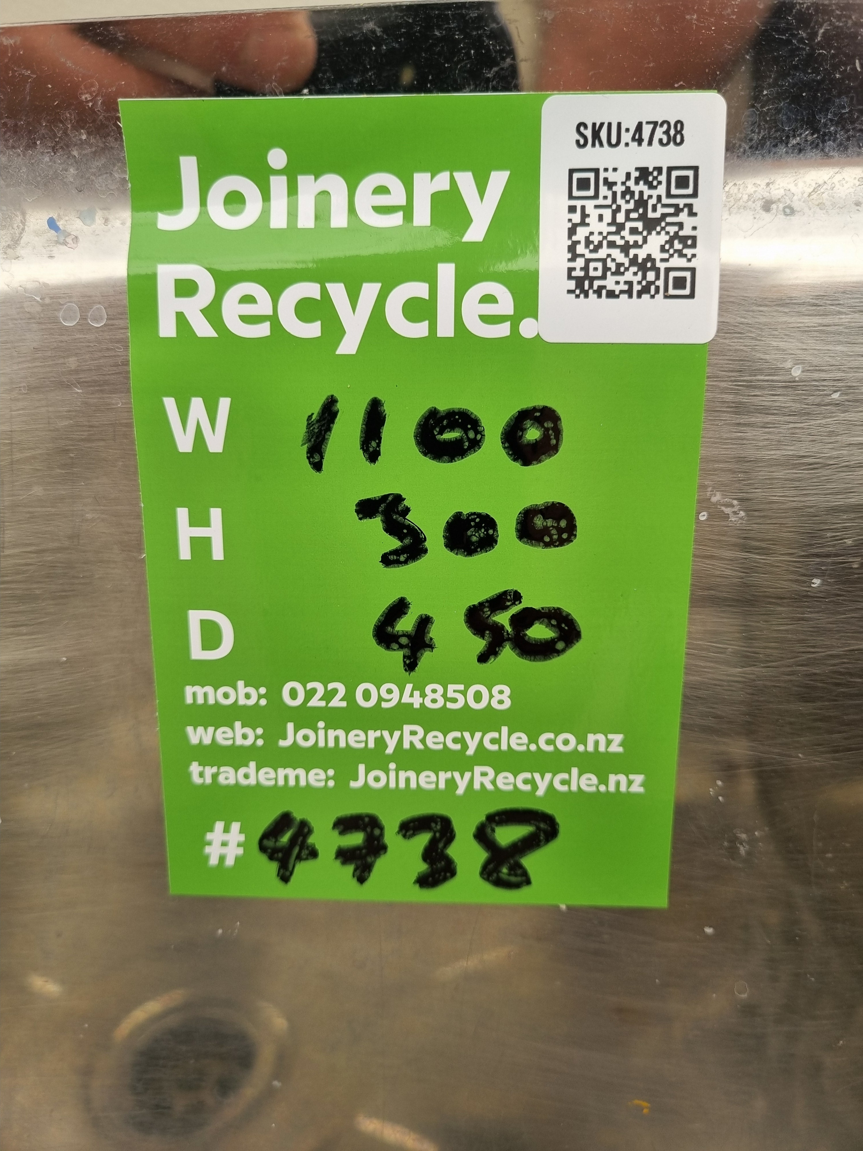 Double Sink 1100 W  x 300 H [#4738  SF] Joinery Recycle