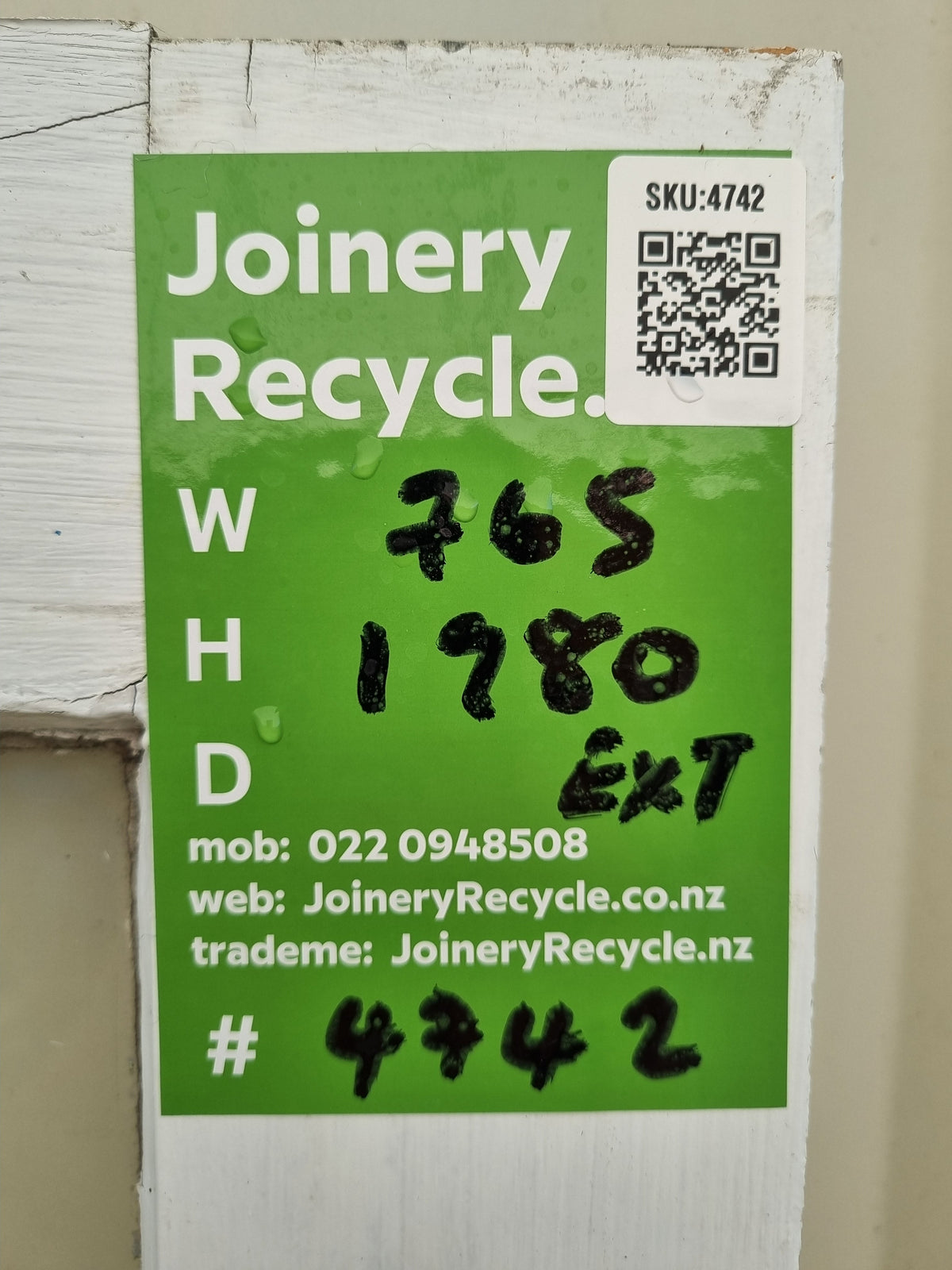 Wood and Glass Single Door Leaf 765 W x 1980 H [#4742] Joinery Recycle