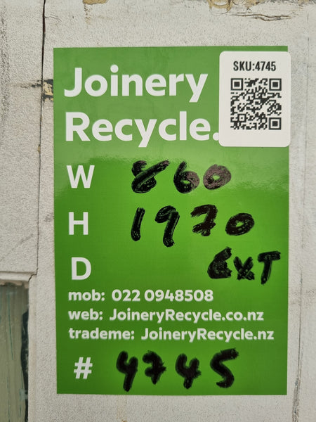 Wood and Glass Single Door Leaf 860 W x 1970 H [#4745] Joinery Recycle