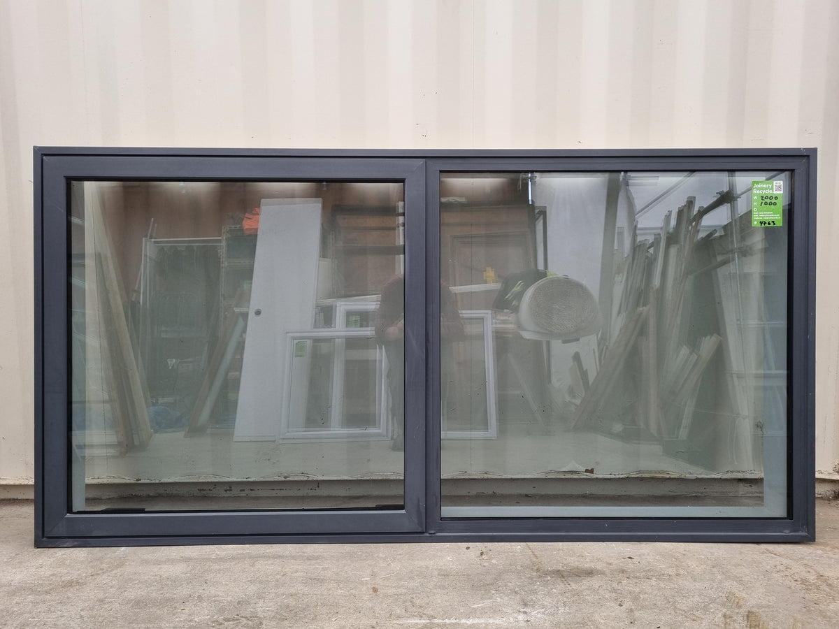 DOUBLE GLAZED Aluminium Window Slate Grey 2000 W  x 1000 H [#4763 SF] Joinery Recycle