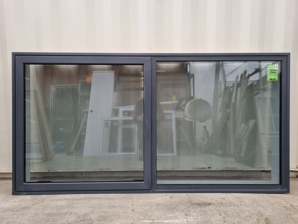 DOUBLE GLAZED Aluminium Window Slate Grey 2000 W  x 1000 H [#4763 SF] Joinery Recycle