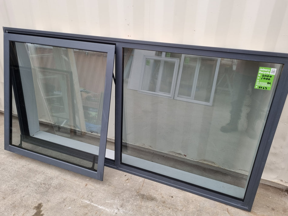DOUBLE GLAZED Aluminium Window Slate Grey 2000 W  x 1000 H [#4763 SF] Joinery Recycle