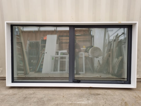 DOUBLE GLAZED Aluminium Window Slate Grey 2000 W  x 1000 H [#4763 SF] Joinery Recycle