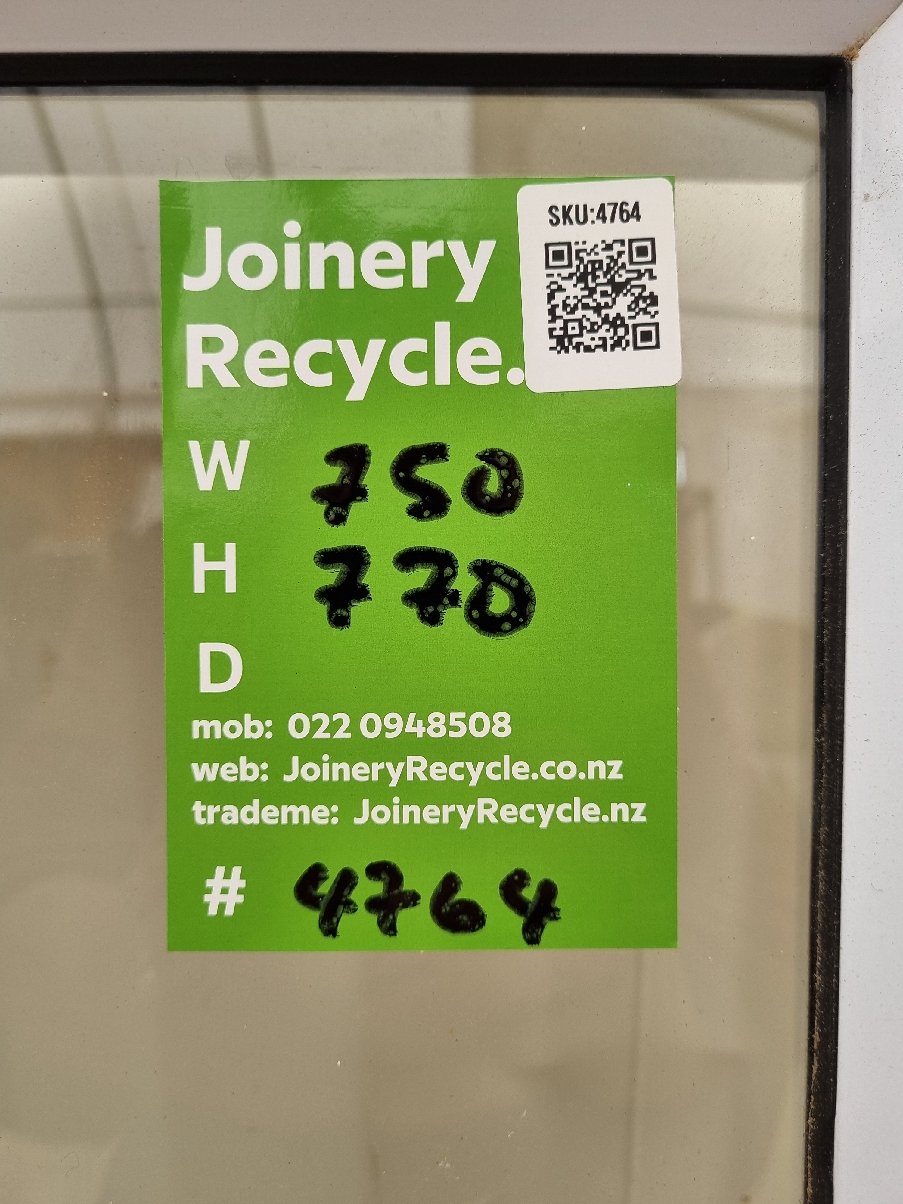 Aluminium Window White  750 W  x  770 H  [#4764 SF] Joinery Recycle