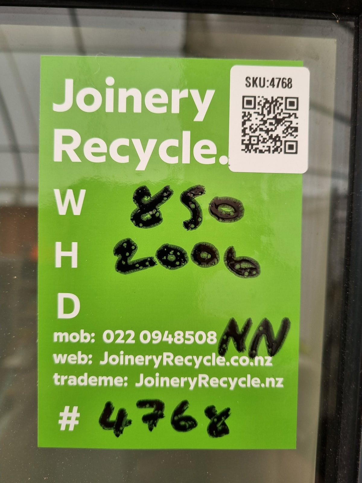 DOULBE GLAZED Aluminium & Glass Single Door 850 W x 2000 H  [#4768  SF] Joinery Recycle