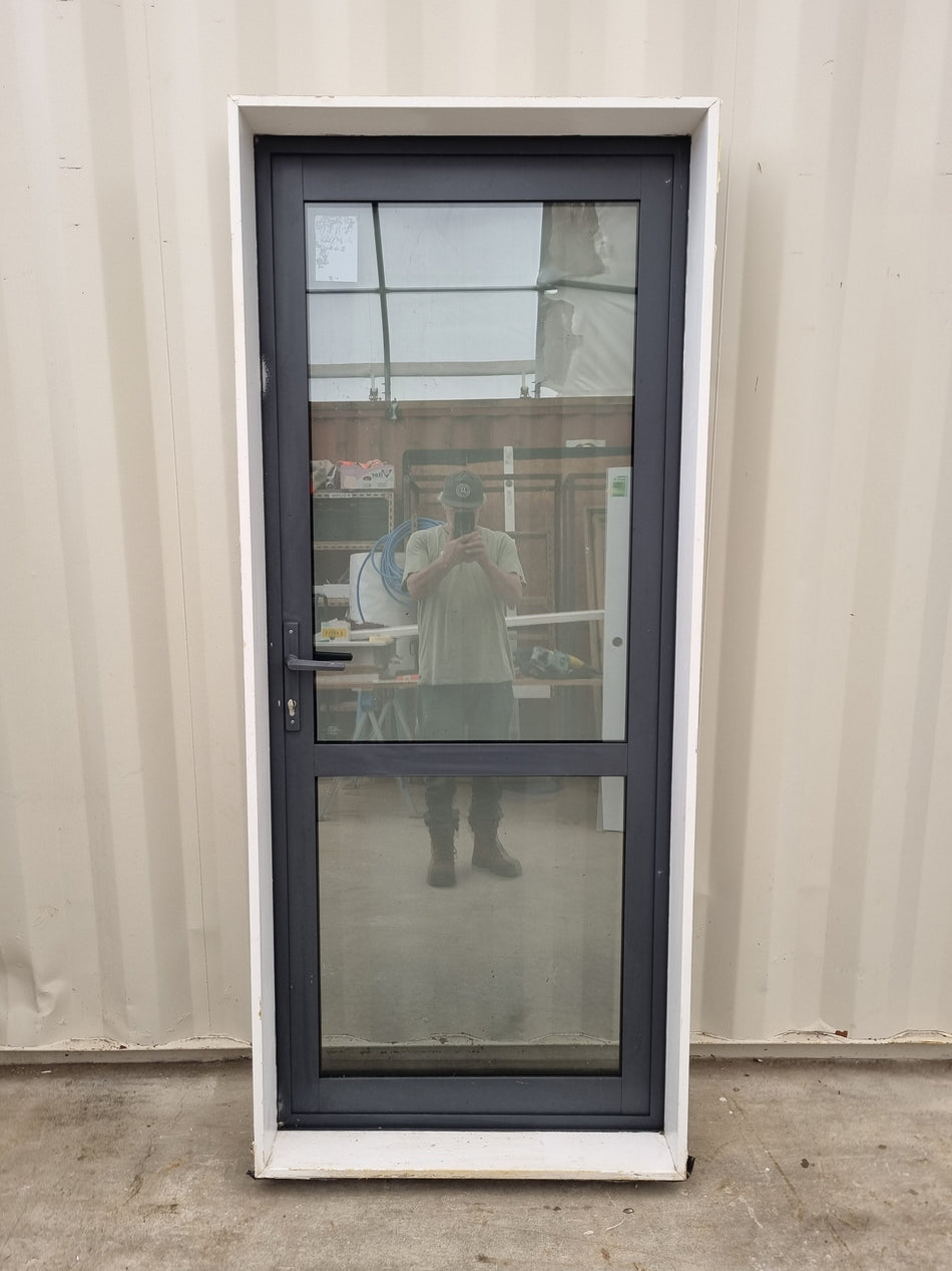 DOULBE GLAZED Aluminium & Glass Single Door 850 W x 2000 H  [#4768  SF] Joinery Recycle