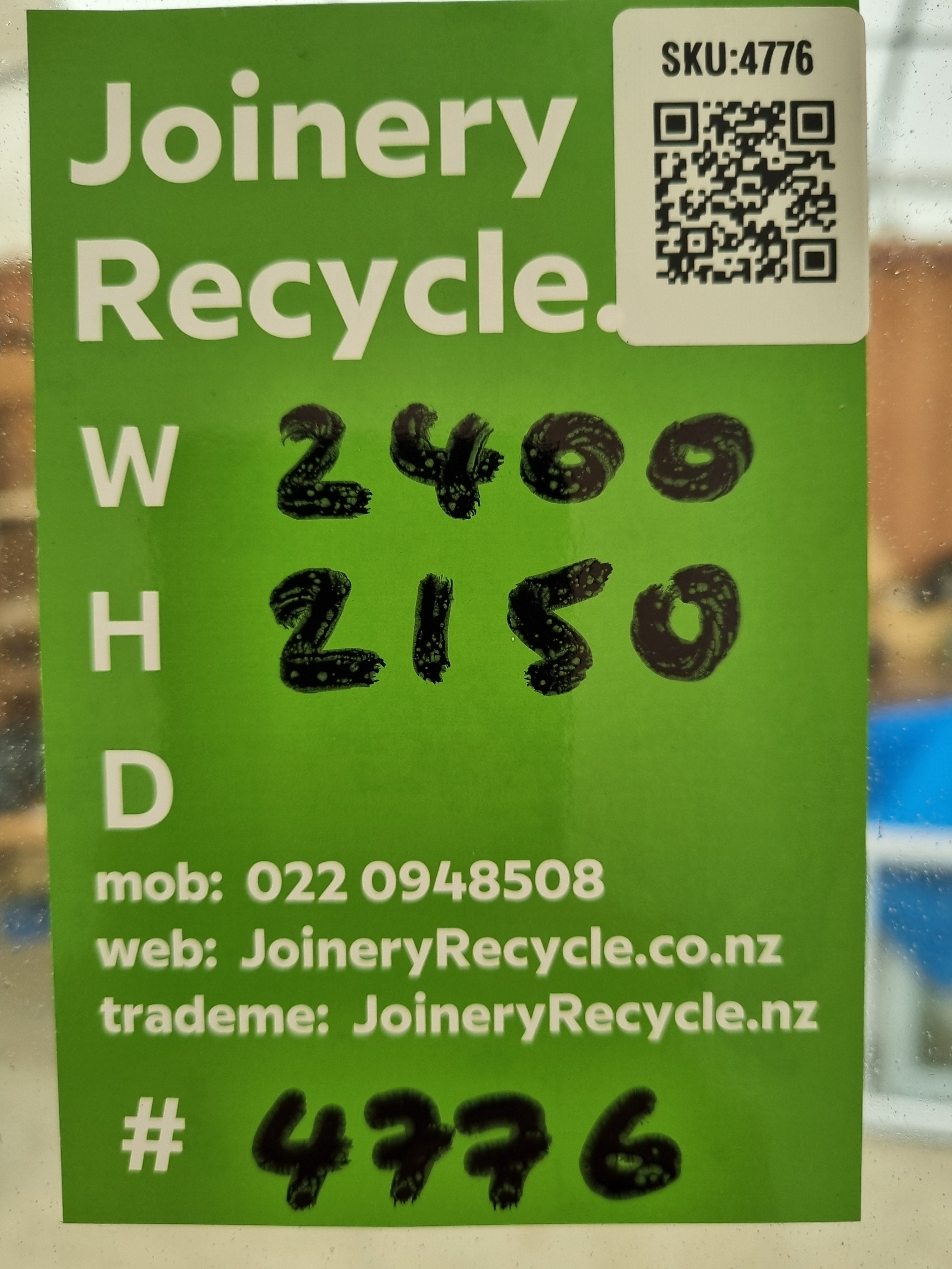 STACKER RANCH SLIDER - Cream / Offwhite  2400 W x  2150 H [#4776 SF] Joinery Recycle