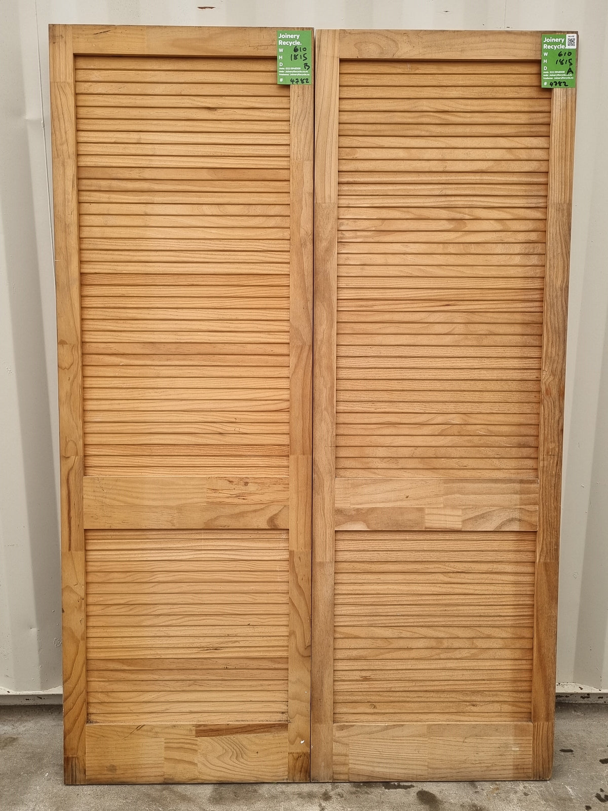 Pair Cupboard Doors- Faux Slat Style -  610 W  x 1815 H 