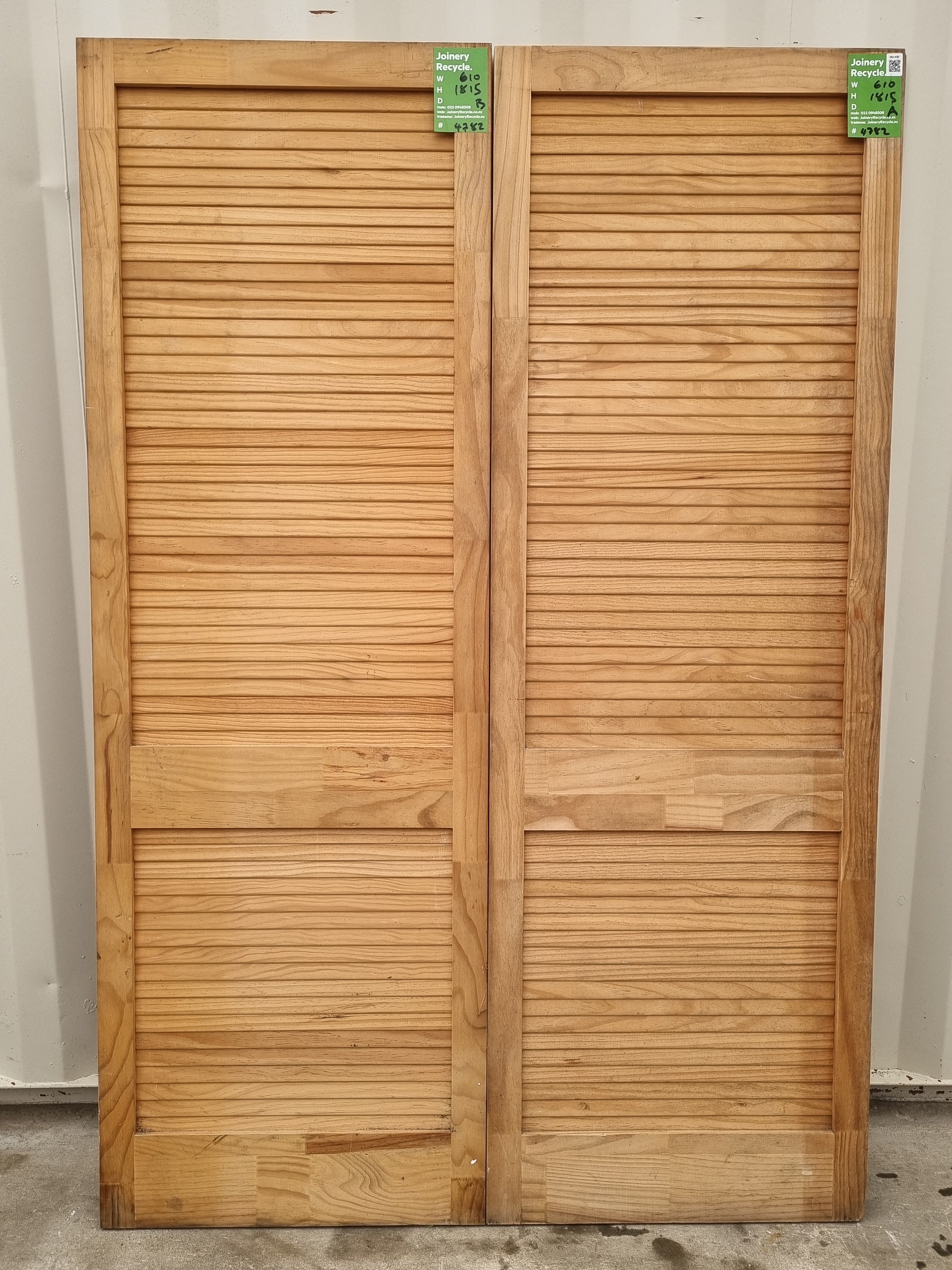 Pair Cupboard Doors- Faux Slat Style -  610 W  x 1815 H 