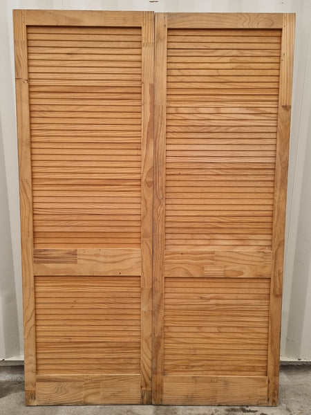 Pair Cupboard Doors- Faux Slat Style 