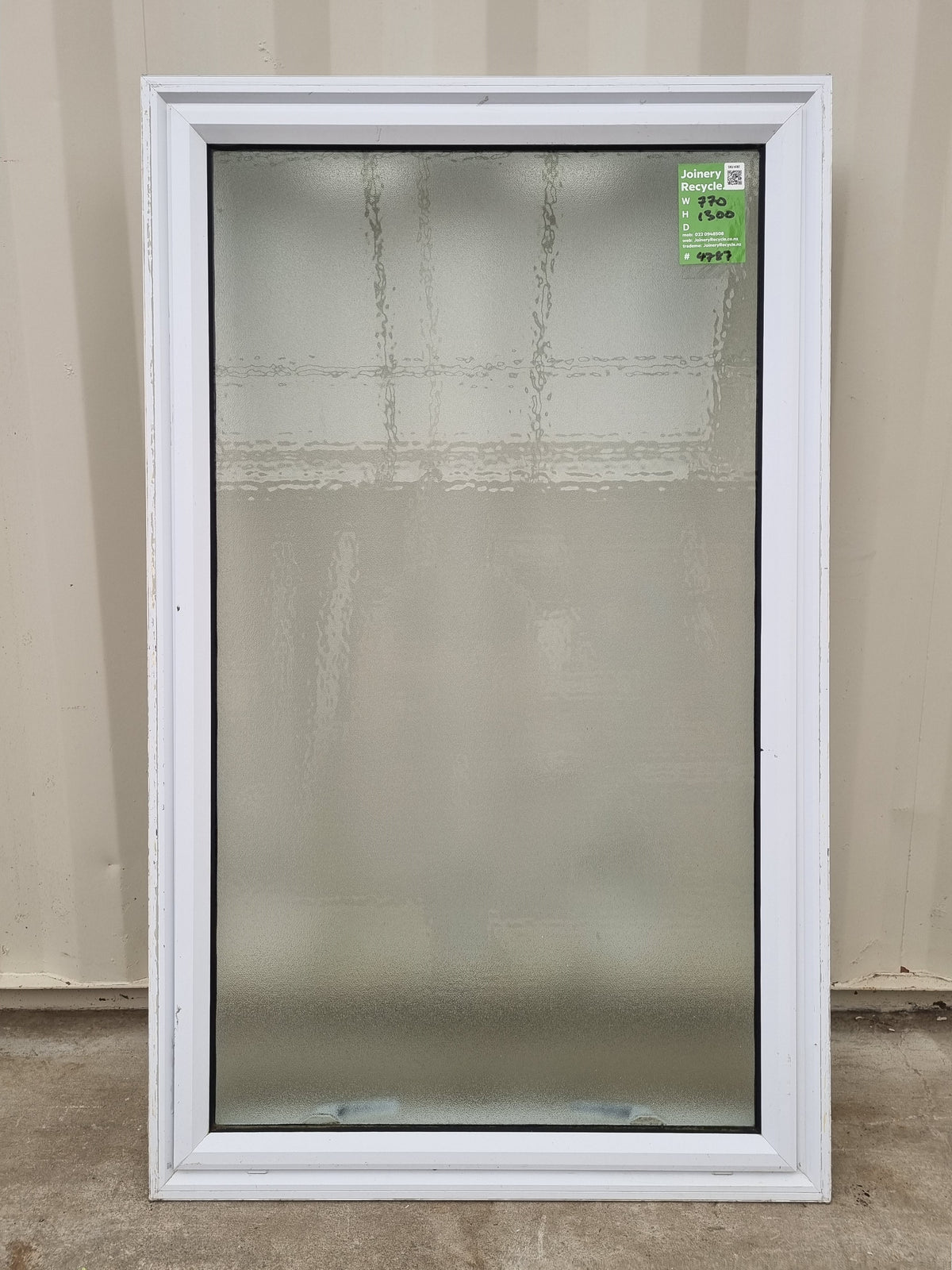 Aluminium BATHROOM Window White  770 W  x  1300 H  [#4787 SF]