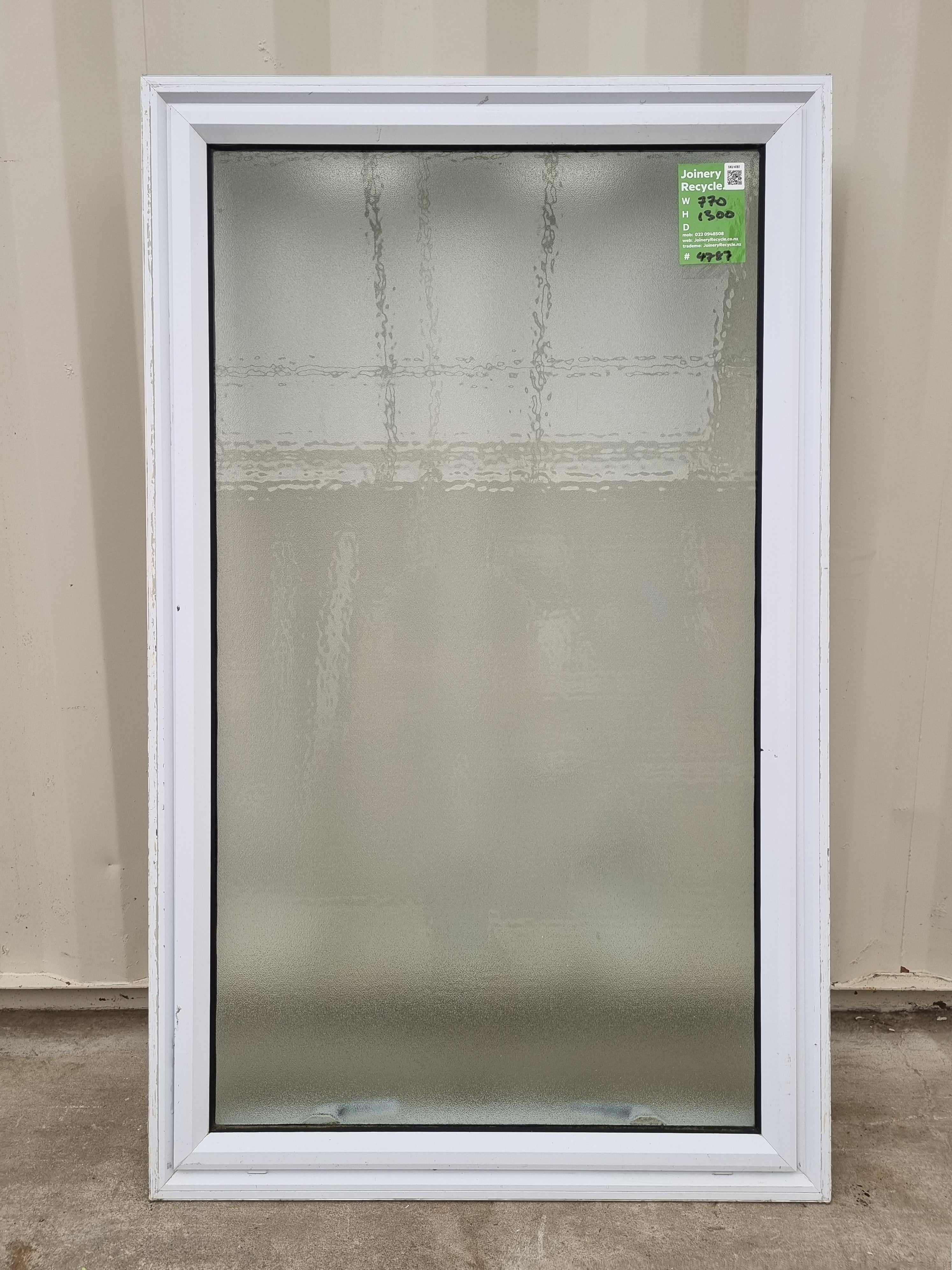 Aluminium BATHROOM Window White  770 W  x  1300 H  [#4787 SF]