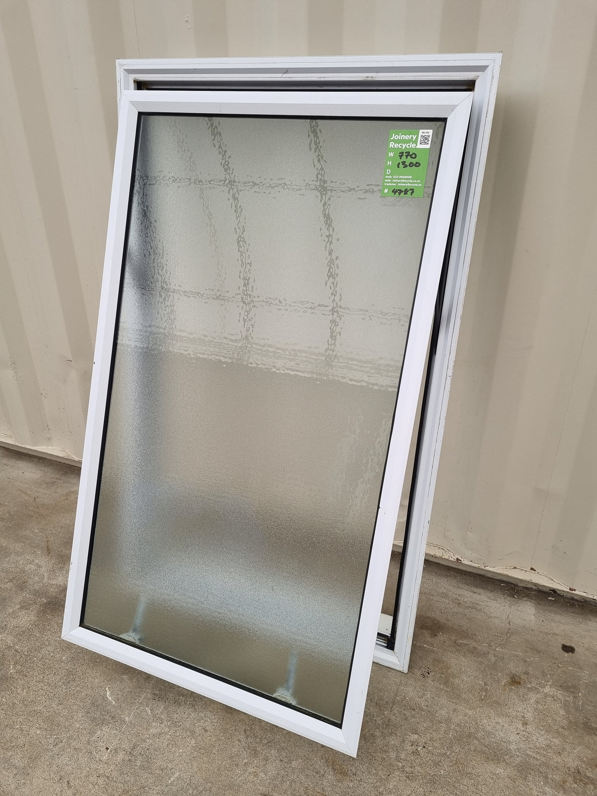 Aluminium BATHROOM Window White  770 W  x  1300 H 