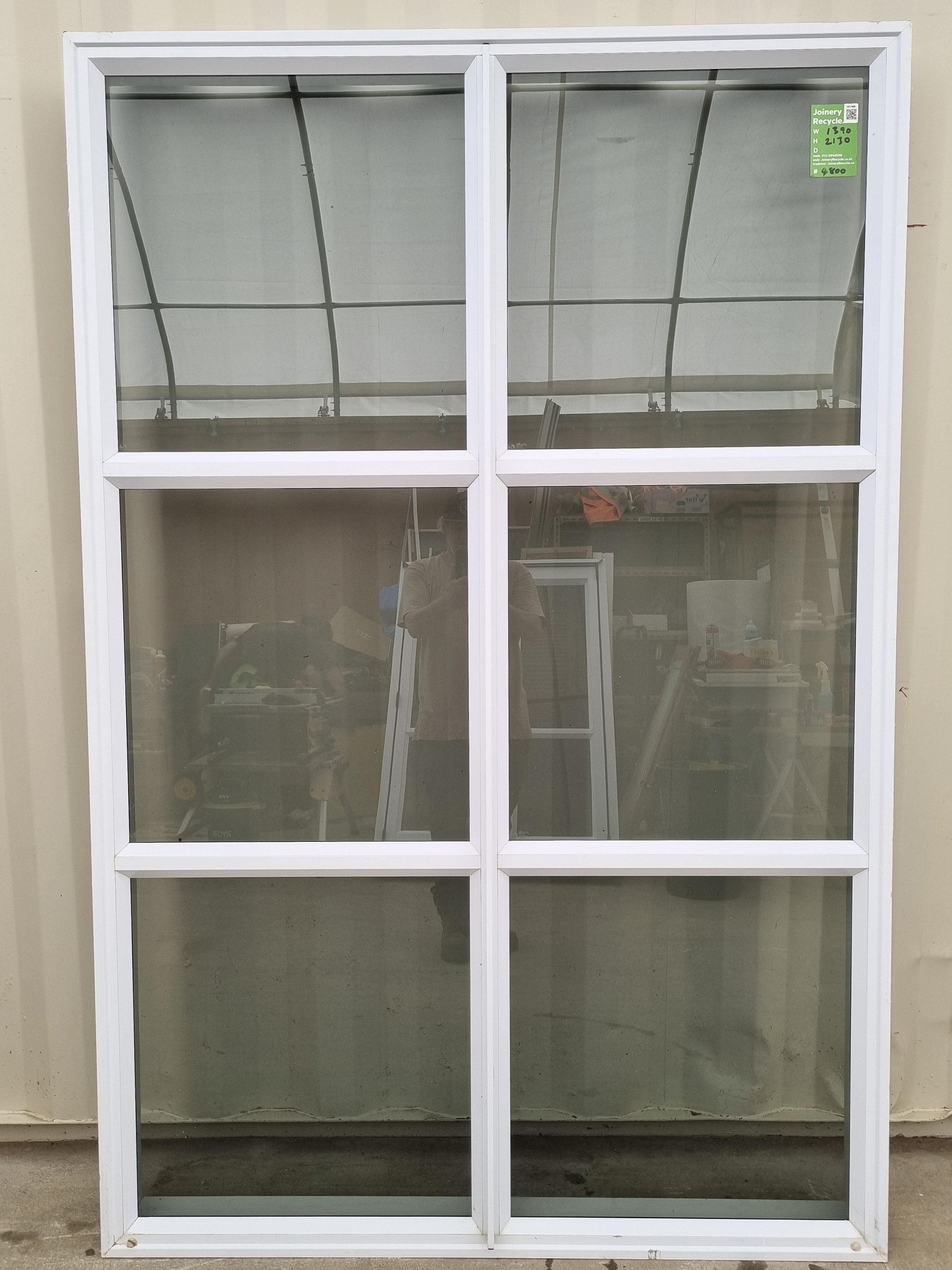 6 pane, full wall height, white, aluminium window,