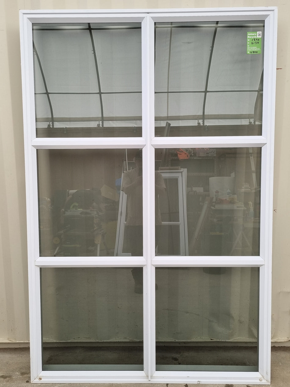 6 pane, full wall height, white, aluminium window,