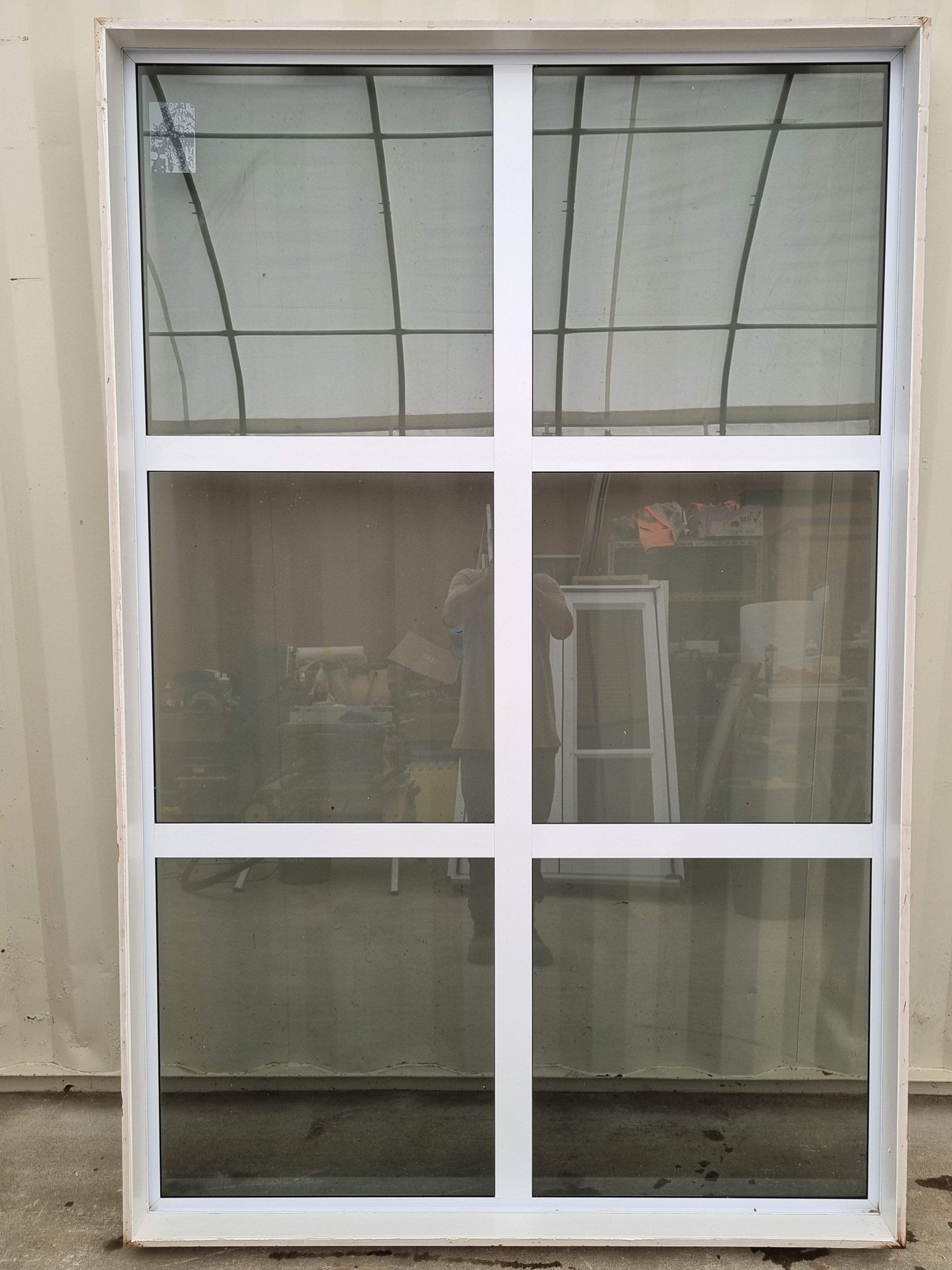 tall, white, aluminium window, 1390 mm wide x 4800 mm high