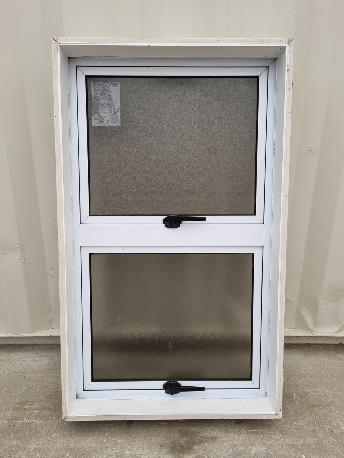 White Aluminium Window with obscure glass for bathroom JoineryRecycle.co.nz