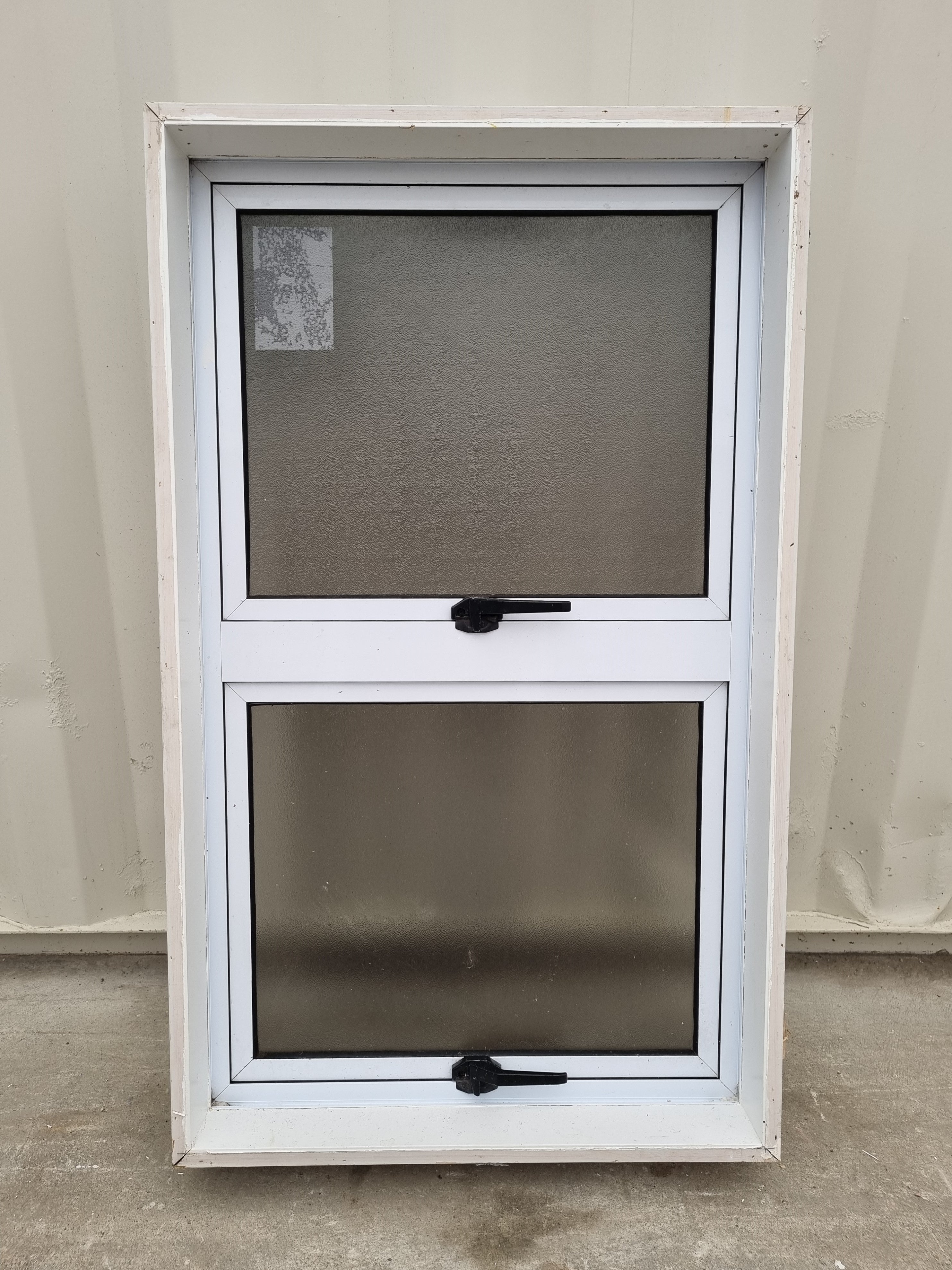 White Aluminium Window with obscure glass for bathroom JoineryRecycle.co.nz