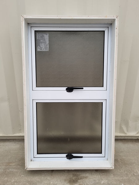 White Aluminium Window with obscure glass for bathroom JoineryRecycle.co.nz