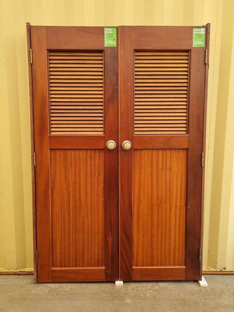Double Slatted Wardrobe Doors 1220 W  x 1780 H [#4828]