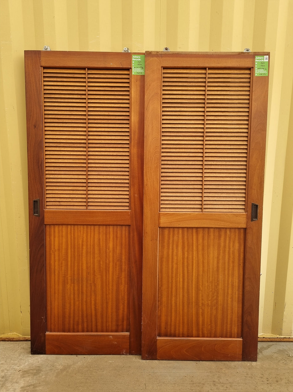 Pair of Slatted Sliding Wardrobe Doors   765 W  x 1970 H [#4833]
