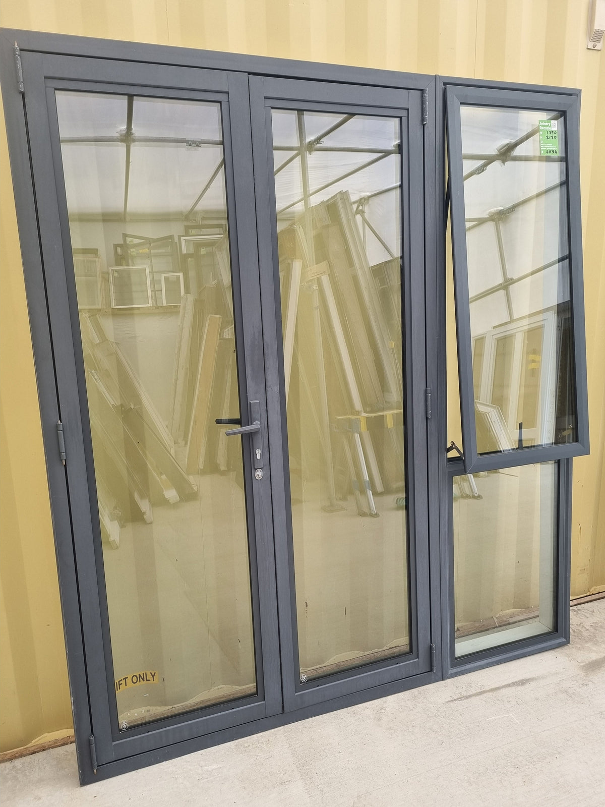 DOUBLE GLAZED Aluminium French Door with side light  1890 W x  2120 H [#4856 SF] Joinery Recycle