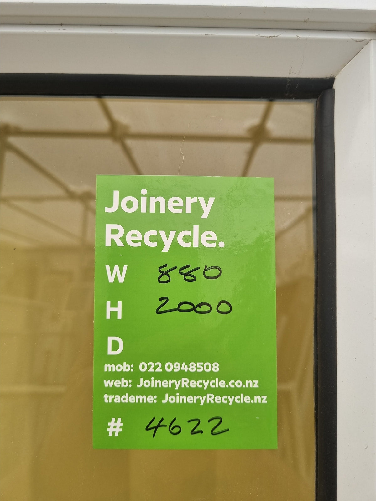 Aluminium & Glass Single Door 880 W x 2000 H  [#4622 SF] Joinery Recycle