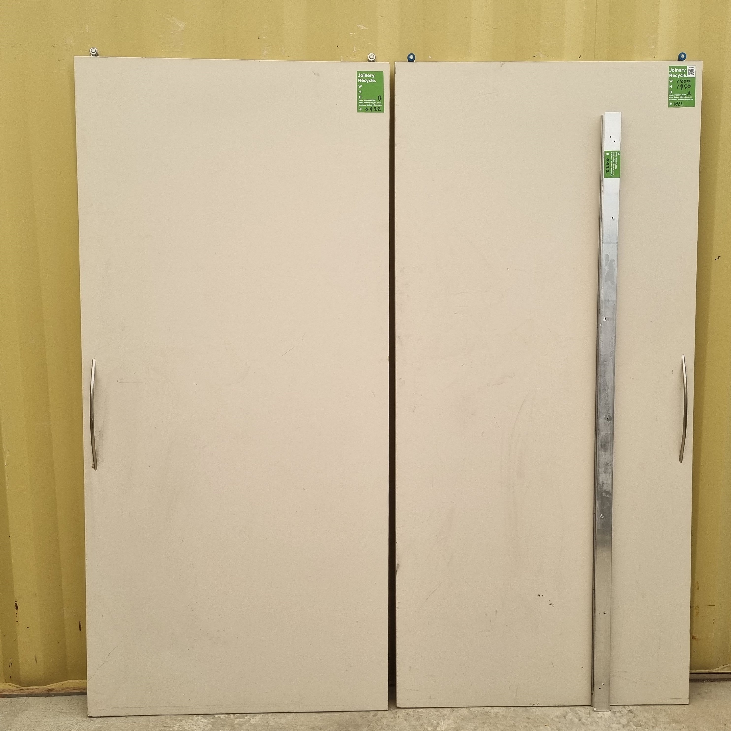 Double Set Sliding Doors and Rail - Front view - 1800 W  x  1950 H [#4922 SF] Joinery Recycle