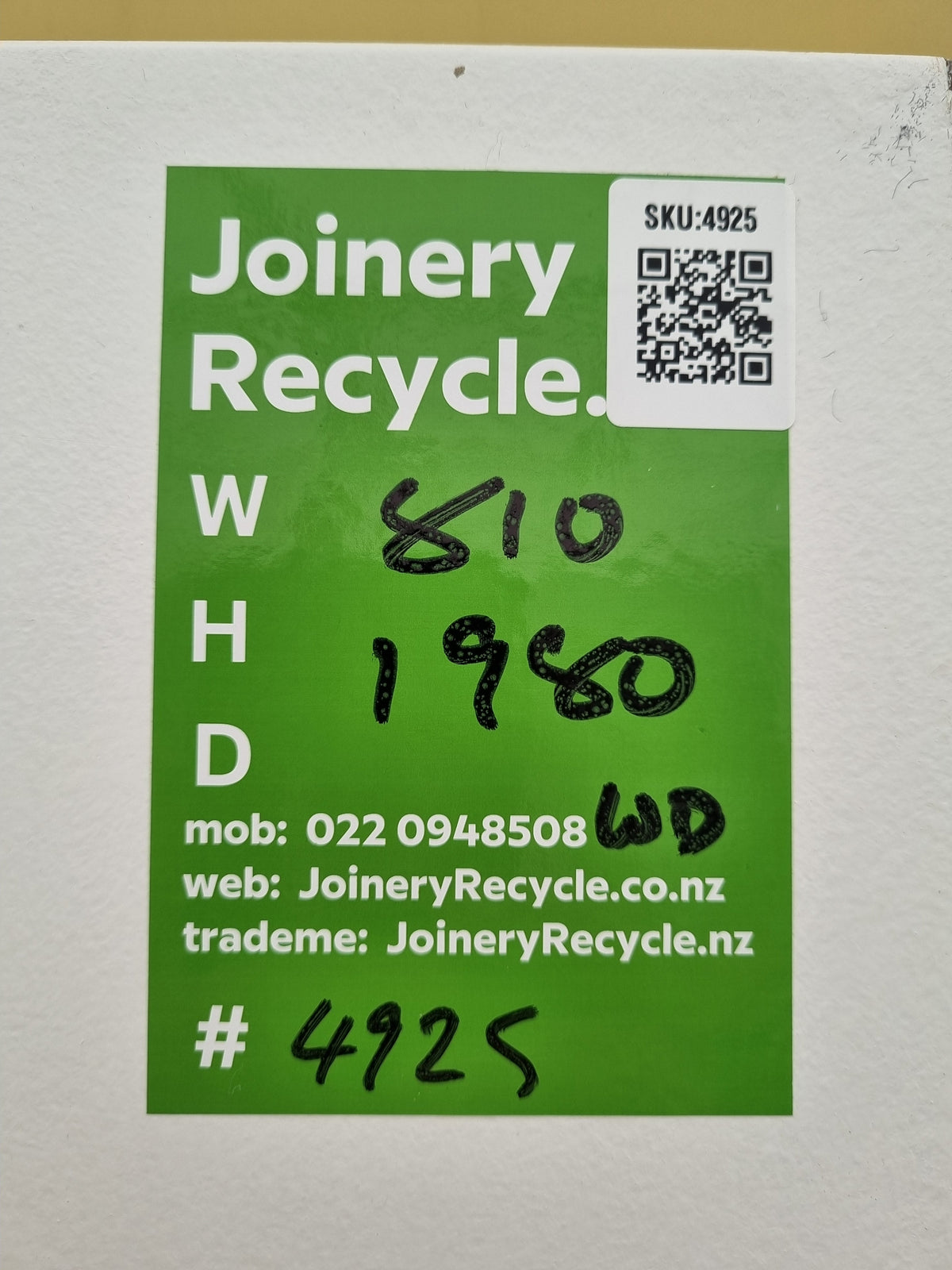 Internal Wooden Door  810  W  x 1980 H  [#4925 SF] Joinery Recycle