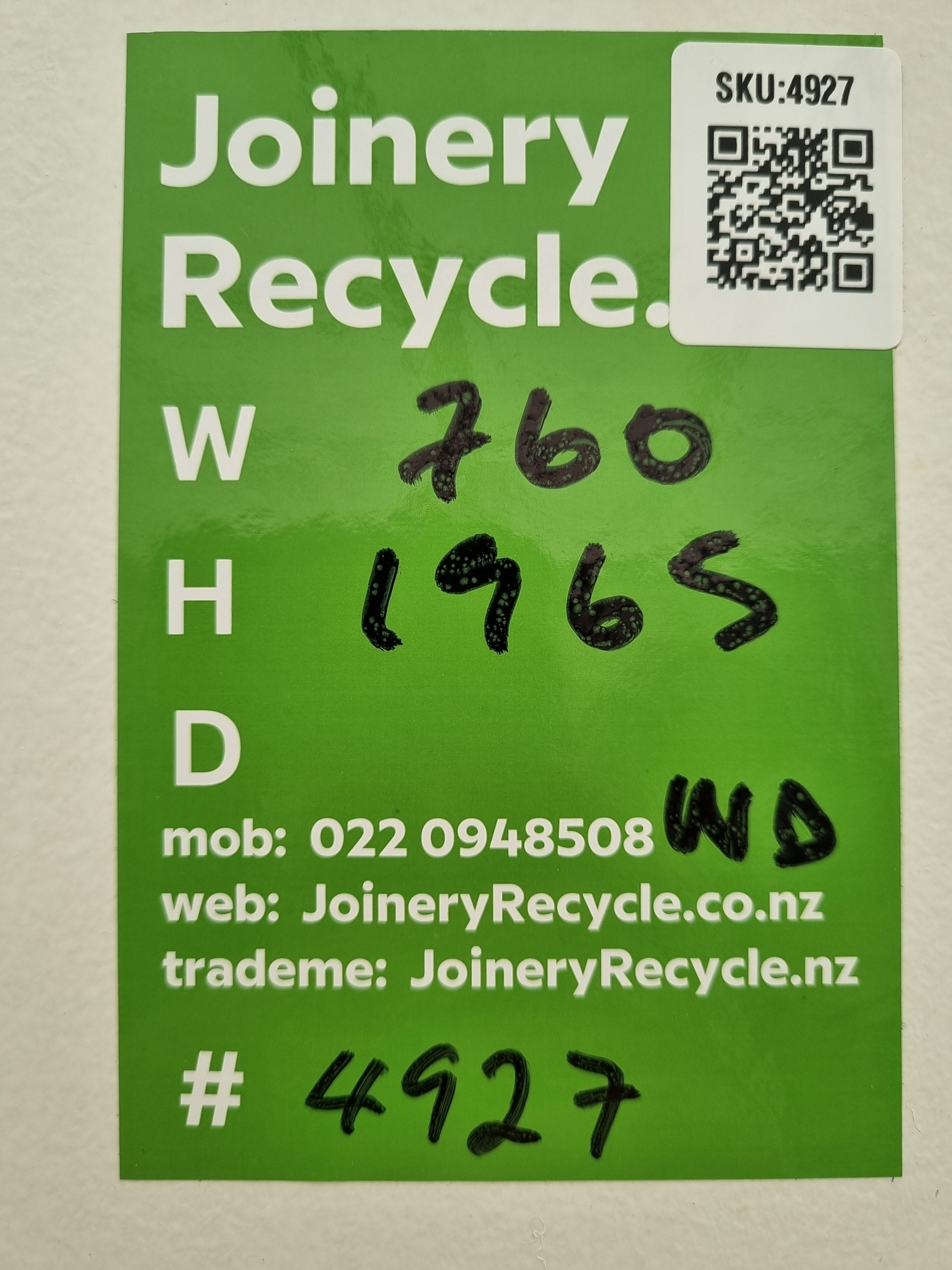 Internal Hollow Core Door  760  W  x  1965 H  [#4927 SF] Joinery Recycle