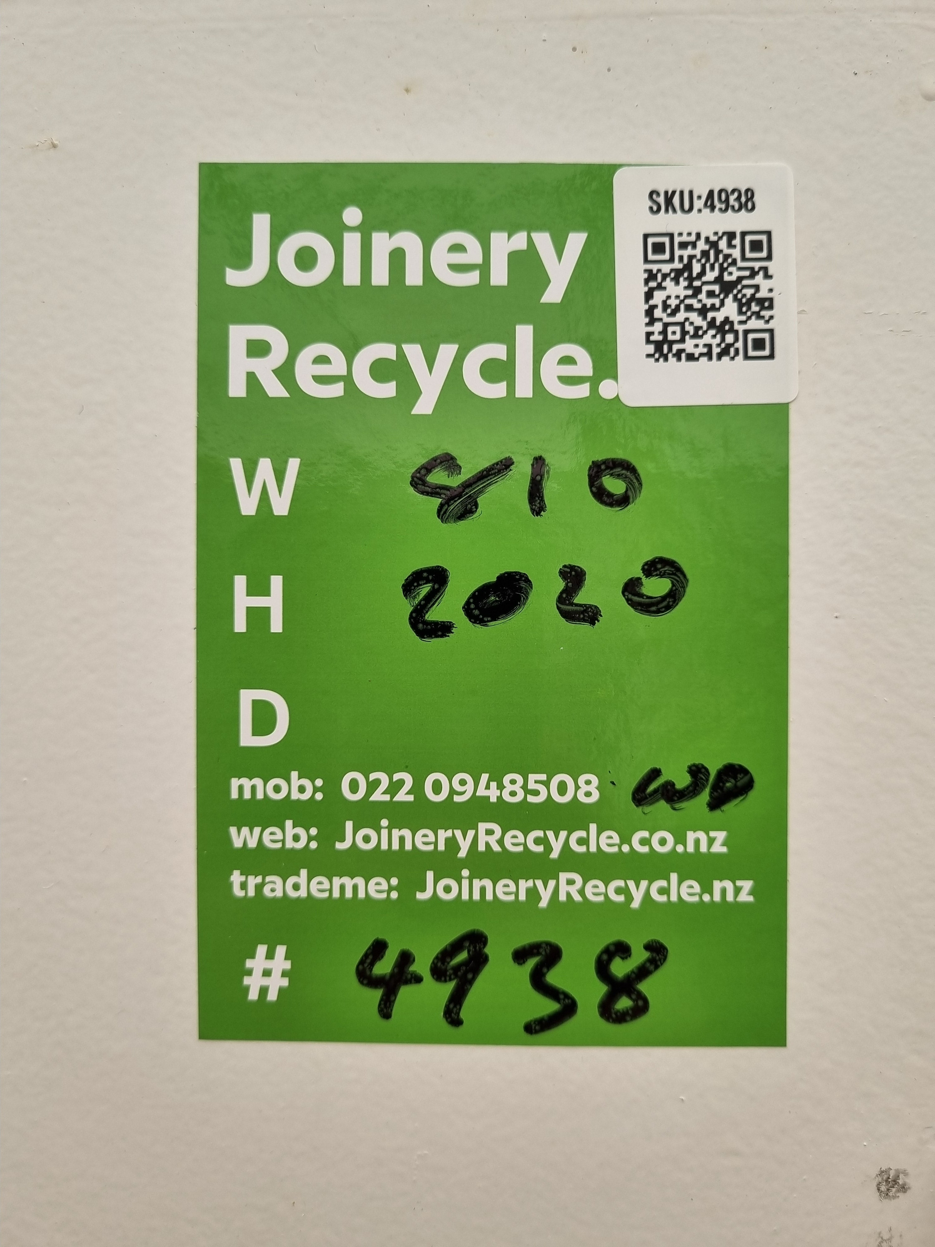 Internal Hollow Core Door   810 W  x  2020 H  [#4938 SF] Joinery Recycle