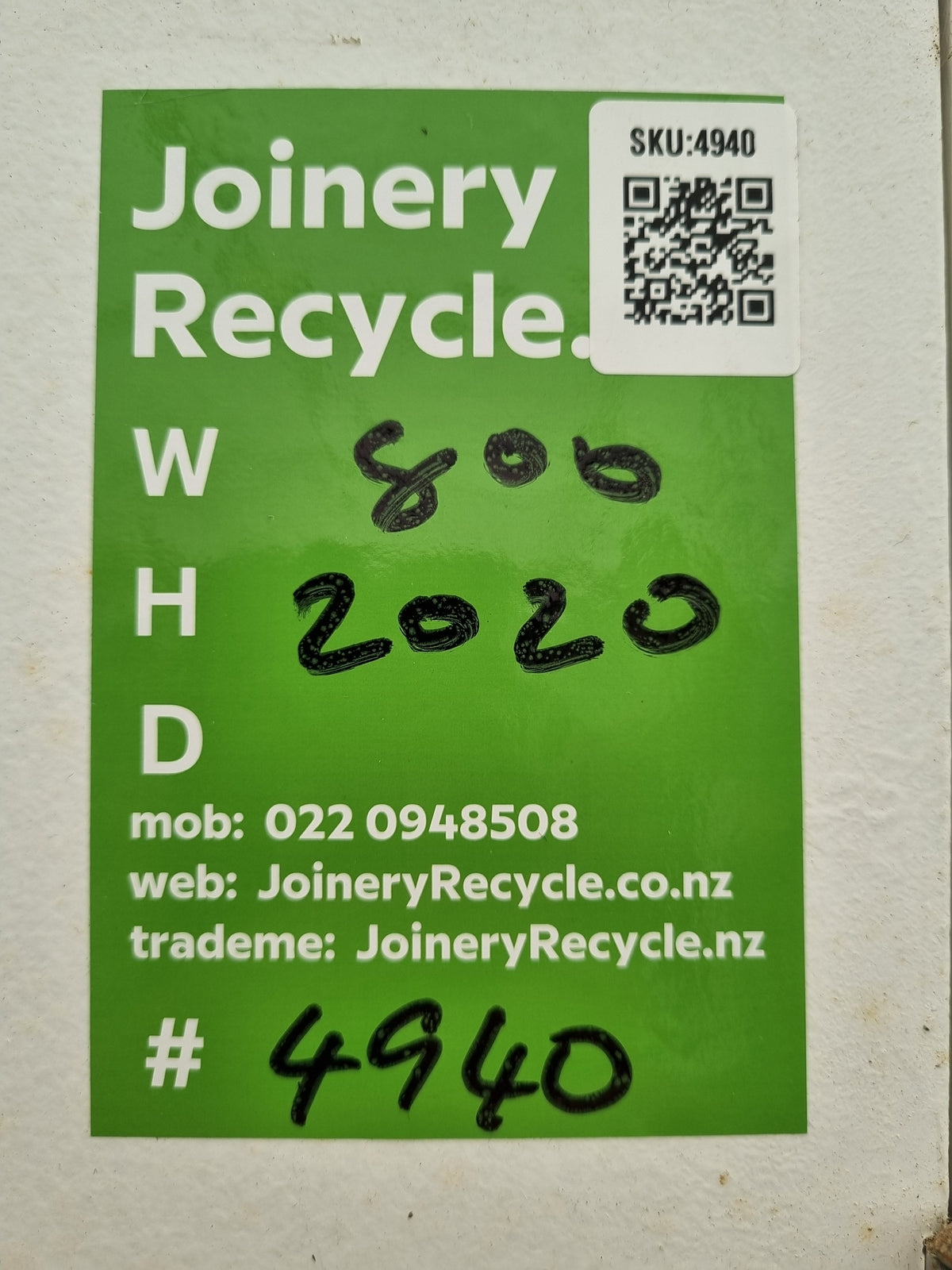 Internal Hollow Core Door   800 W  x  2020 H  [#4940 SF] Joinery Recycle