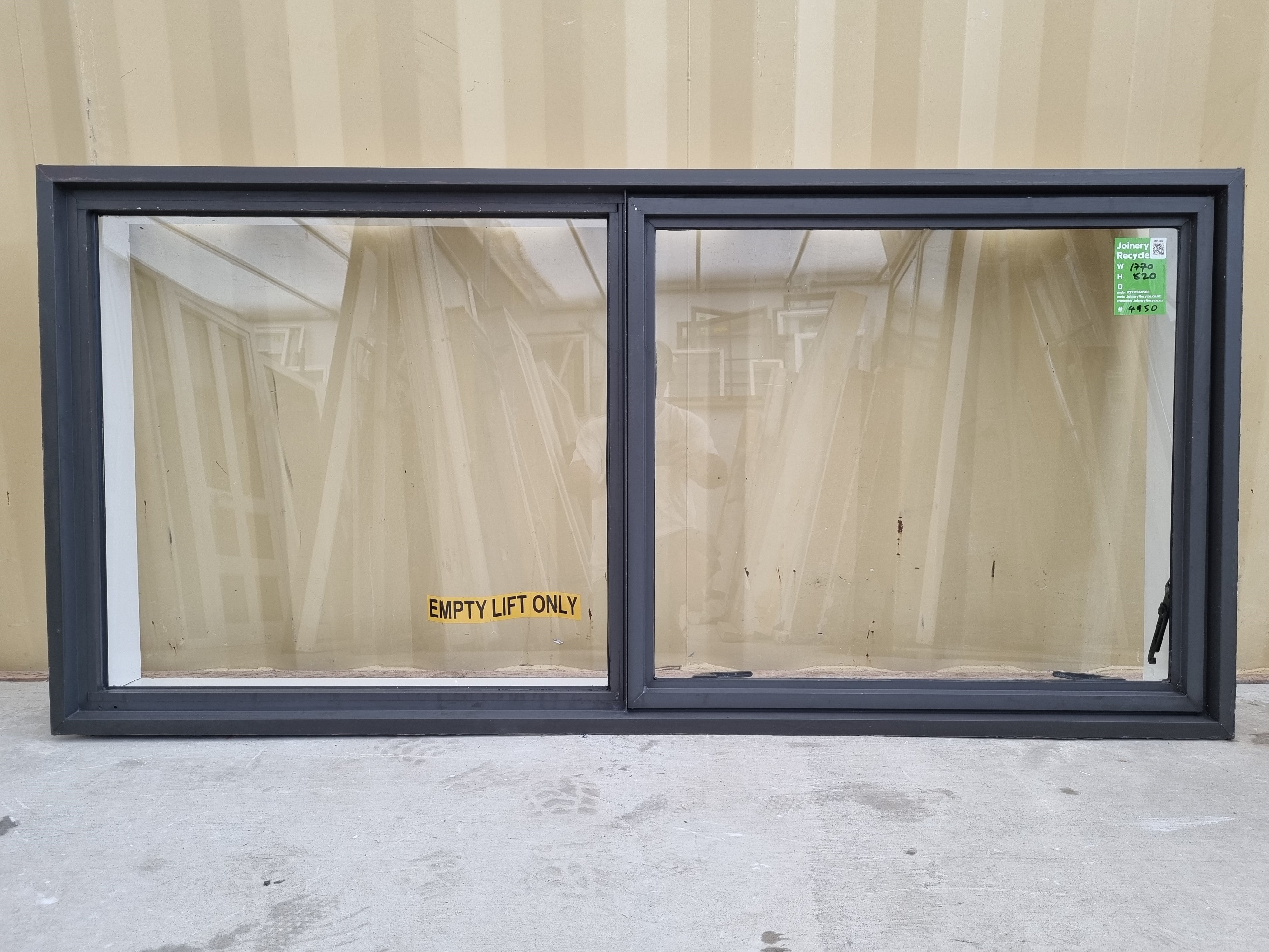 Aluminium Window Ironsand 1770 W  x 820 H [#4950 SF]  Exterior View - Joinery Recycle