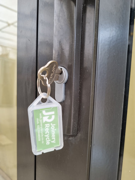 Aluminium French Door With Side Lights 2440 W x 2040 H [#4960 SF] Lock & Key | Joinery Recycle