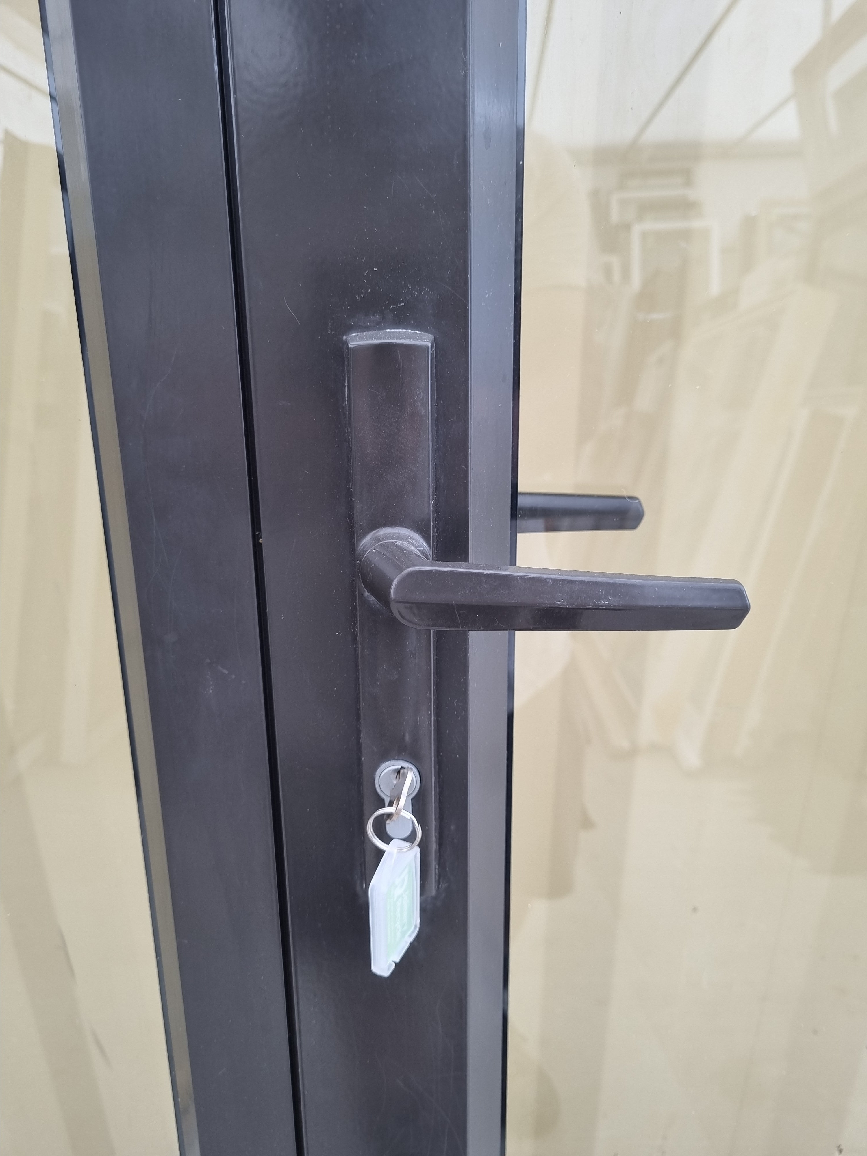 Aluminium French Door With Side Lights 2440 W x 2040 H [#4960 SF] Door Handle plus Lock & Key | Joinery Recycle