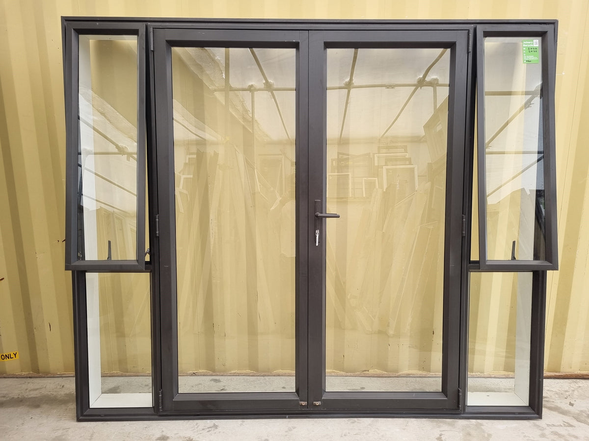 Aluminium French Door With Side Lights 2440 W x 2040 H [#4960 SF] Open Windows | Joinery Recycle