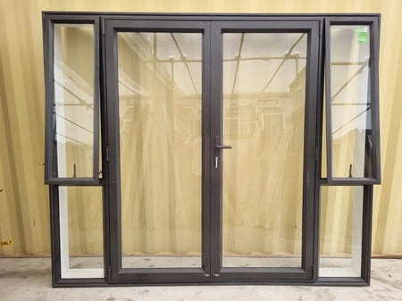 Aluminium French Door With Side Lights 2440 W x 2040 H [#4960 SF] Open Windows | Joinery Recycle