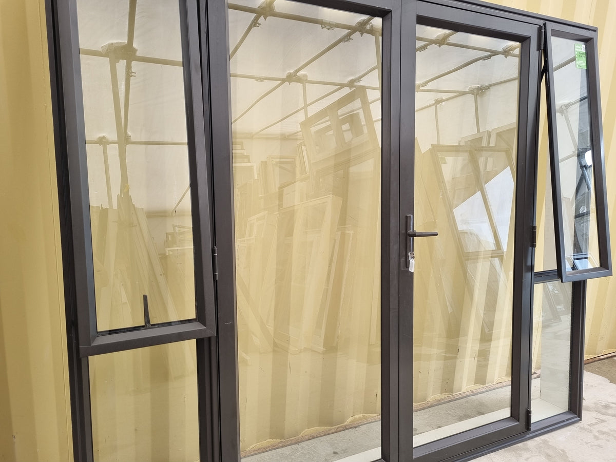 Aluminium French Door With Side Lights 2440 W x 2040 H [#4960 SF] Side View | Joinery Recycle