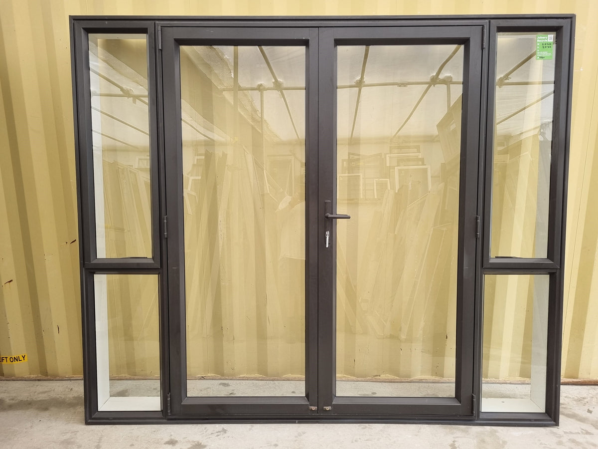 Aluminium French Door With Side Lights 2440 W x 2040 H [#4960 SF] Exterior View | Joinery Recycle