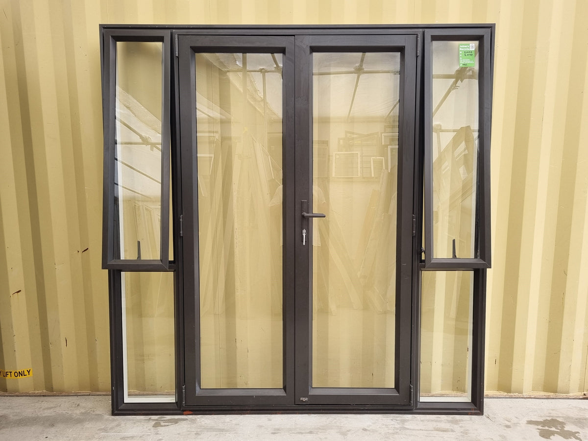 Aluminium French Door  with Opening Side Light Windows 2000 W x 2040 H [#4962 SF] Joinery Recycle